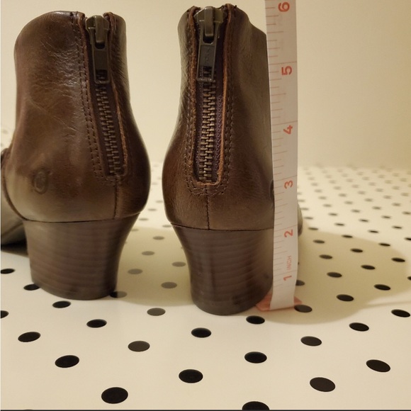 Born Brown Leather Ankle Booties with Button Detail - Picture 3 of 3